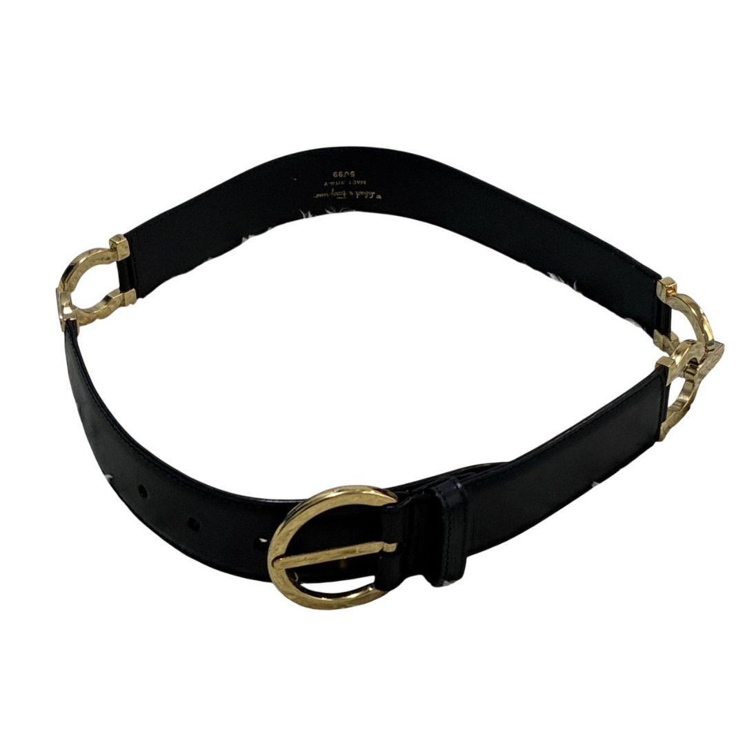 極美品✨サルヴァトーレフェラガモ ガンチーニ ベルト レザー ブラック×ゴールド