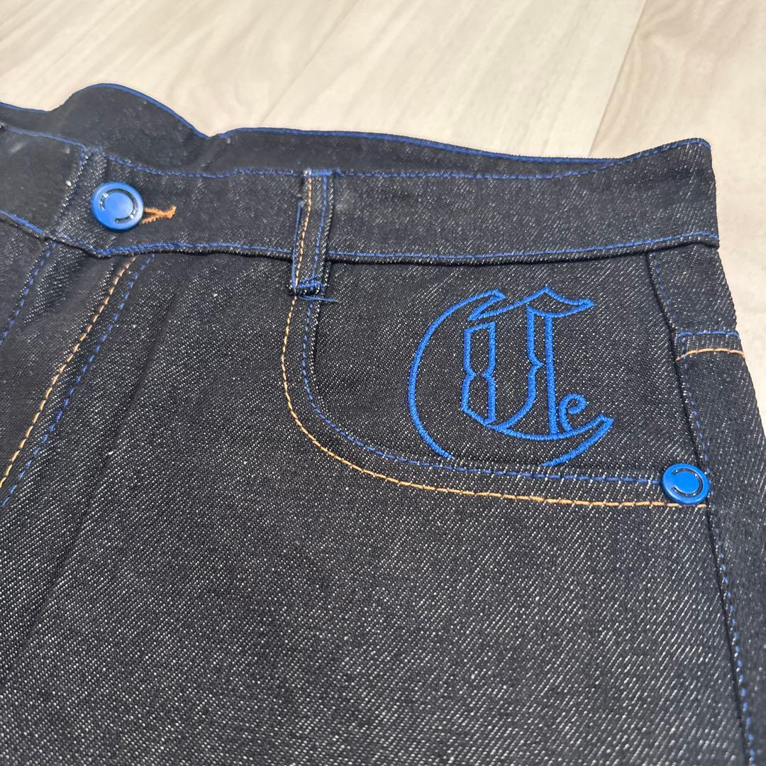 Coogi ワイドデニム 青 刺繍 ショートパンツ 36インチ
