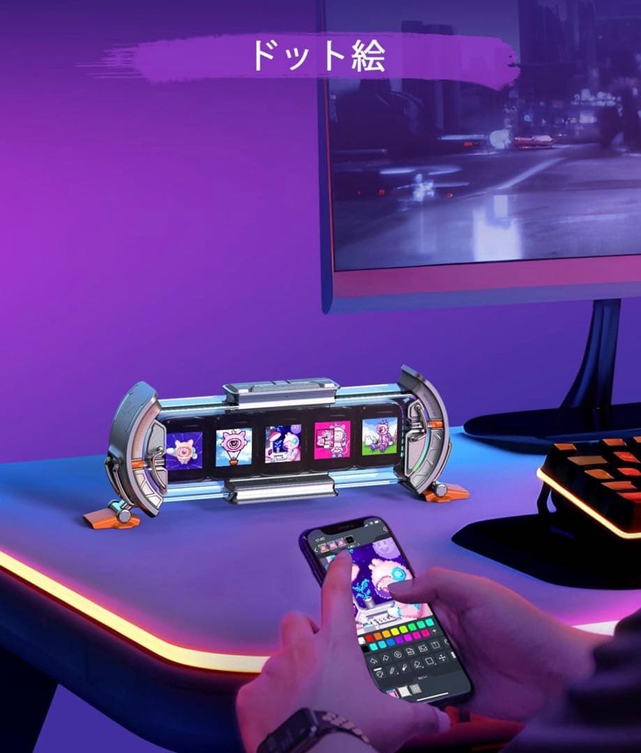 Divoom Times Gate 置き時計 おしゃれ ピクセルアート ピンク