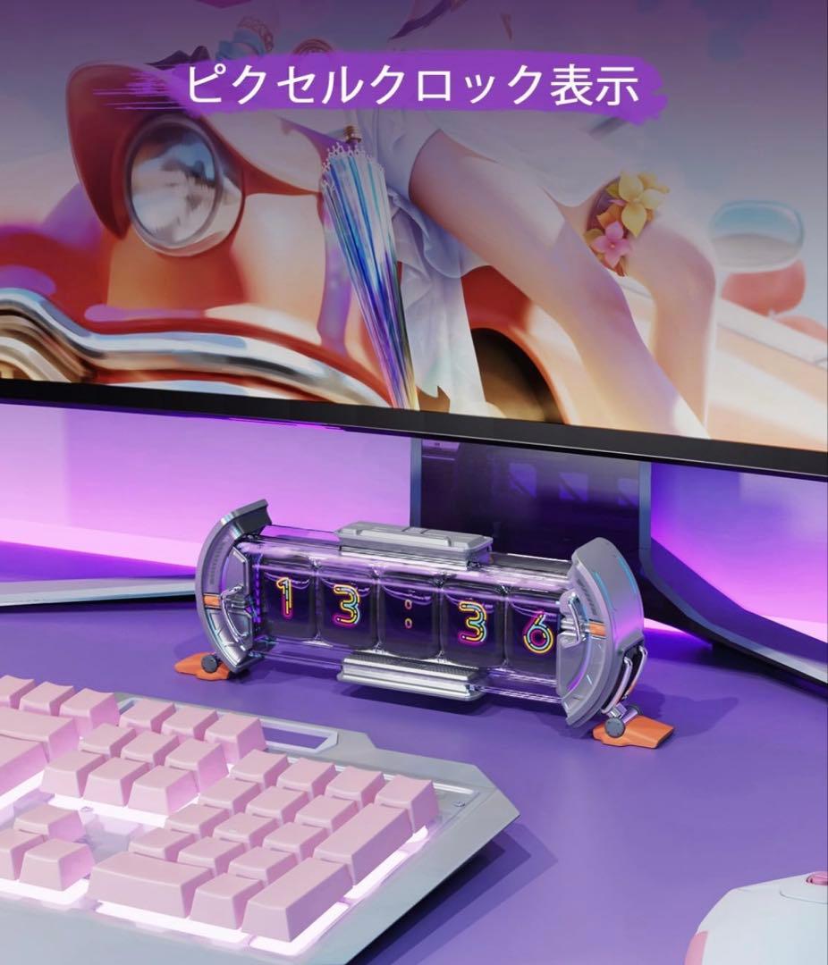 Divoom Times Gate 置き時計 おしゃれ ピクセルアート ピンク