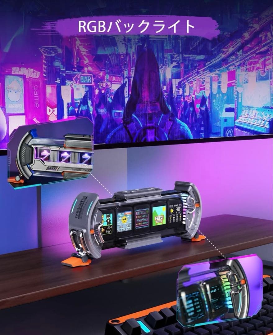 Divoom Times Gate 置き時計 おしゃれ ピクセルアート ピンク