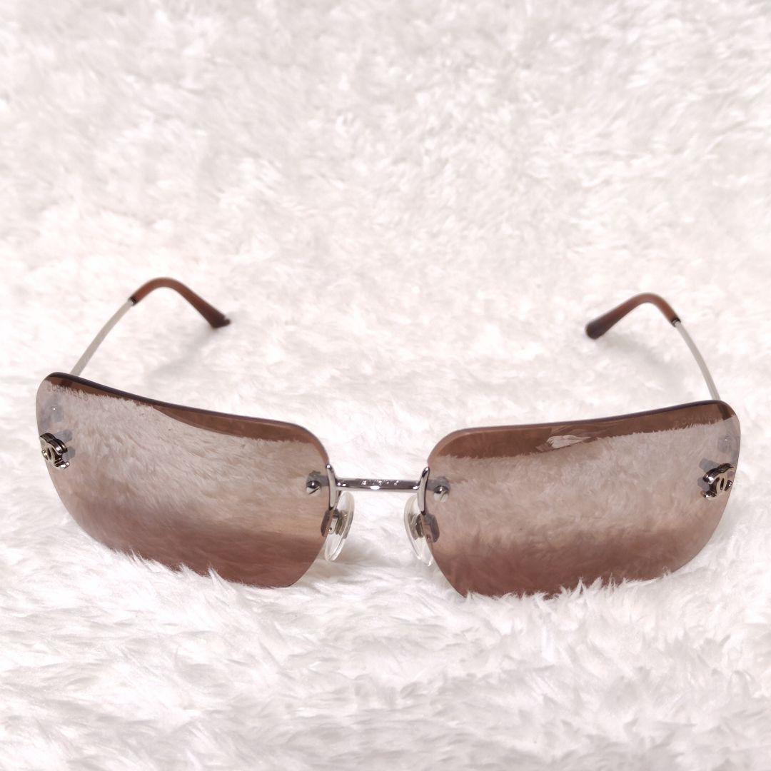 CHANEL リムレス サングラス ココマーク シルバーフレーム