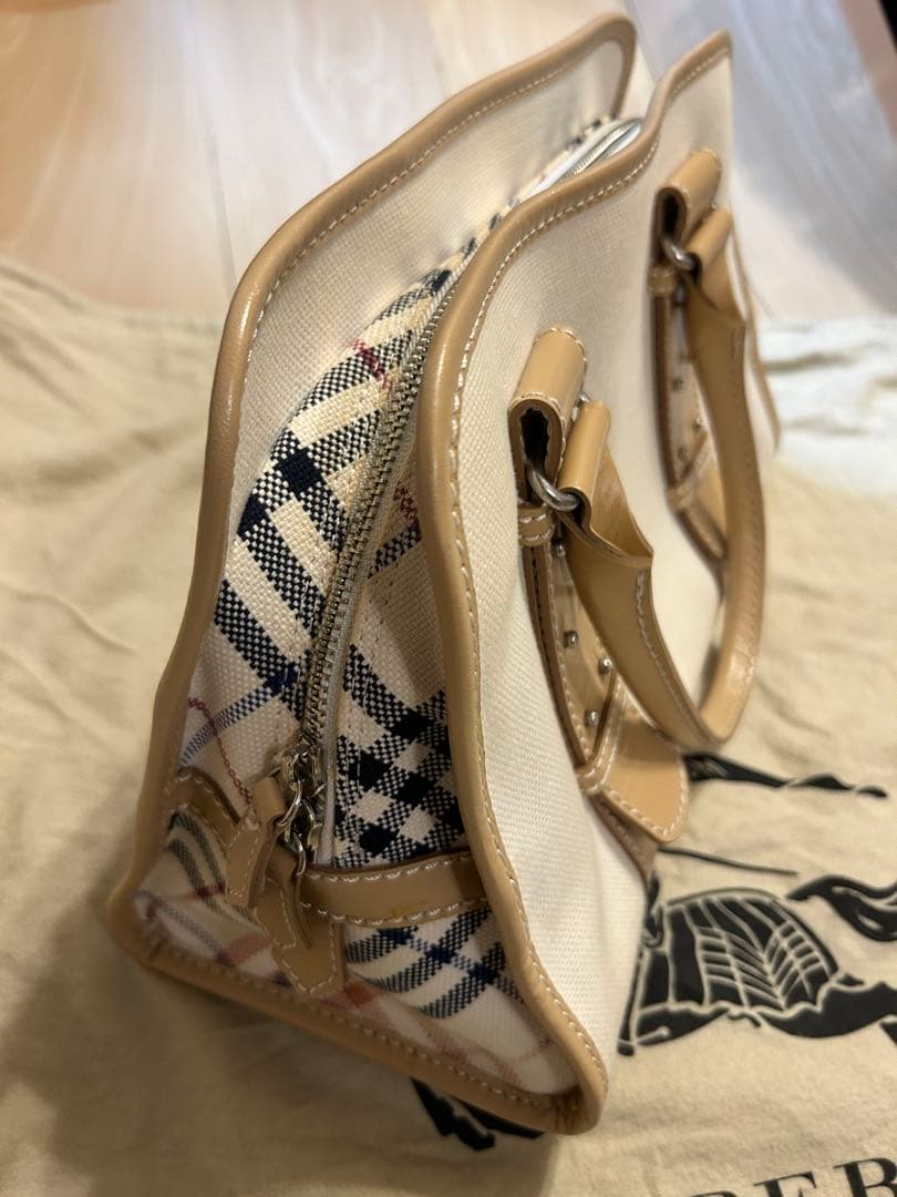 バーバリーブルーレーベル　ハンドバッグ　バッグ　バーバリーチェック　ナチュラル