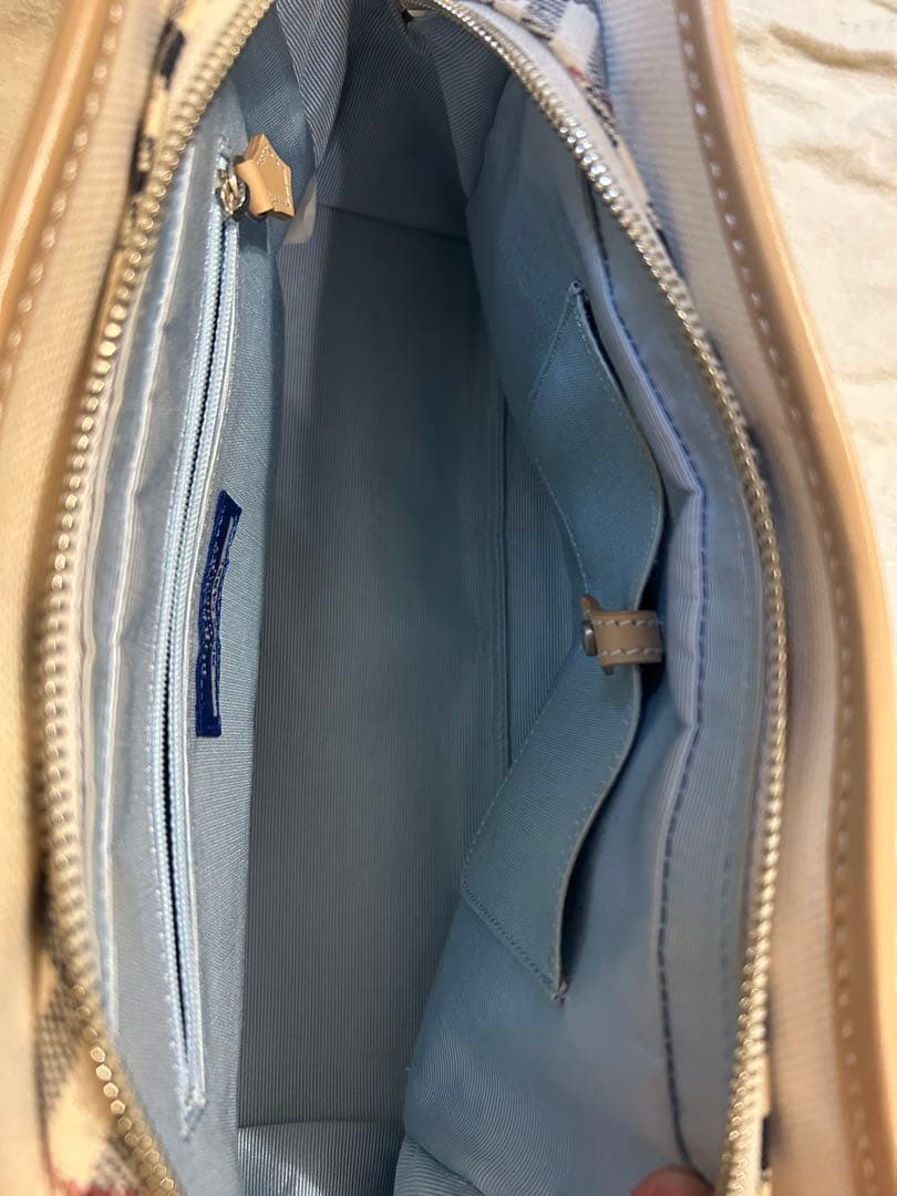 バーバリーブルーレーベル　ハンドバッグ　バッグ　バーバリーチェック　ナチュラル