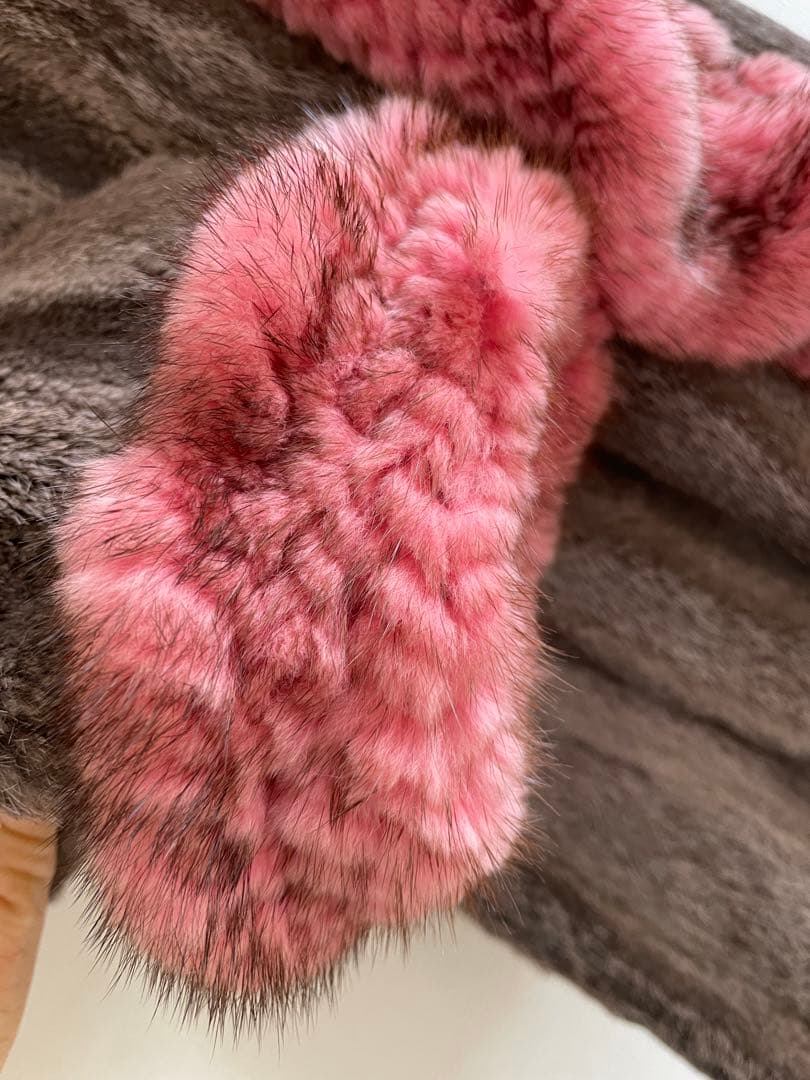極美品 Mila Schon ラビット×ミンク ファージャケット ピンク袖口