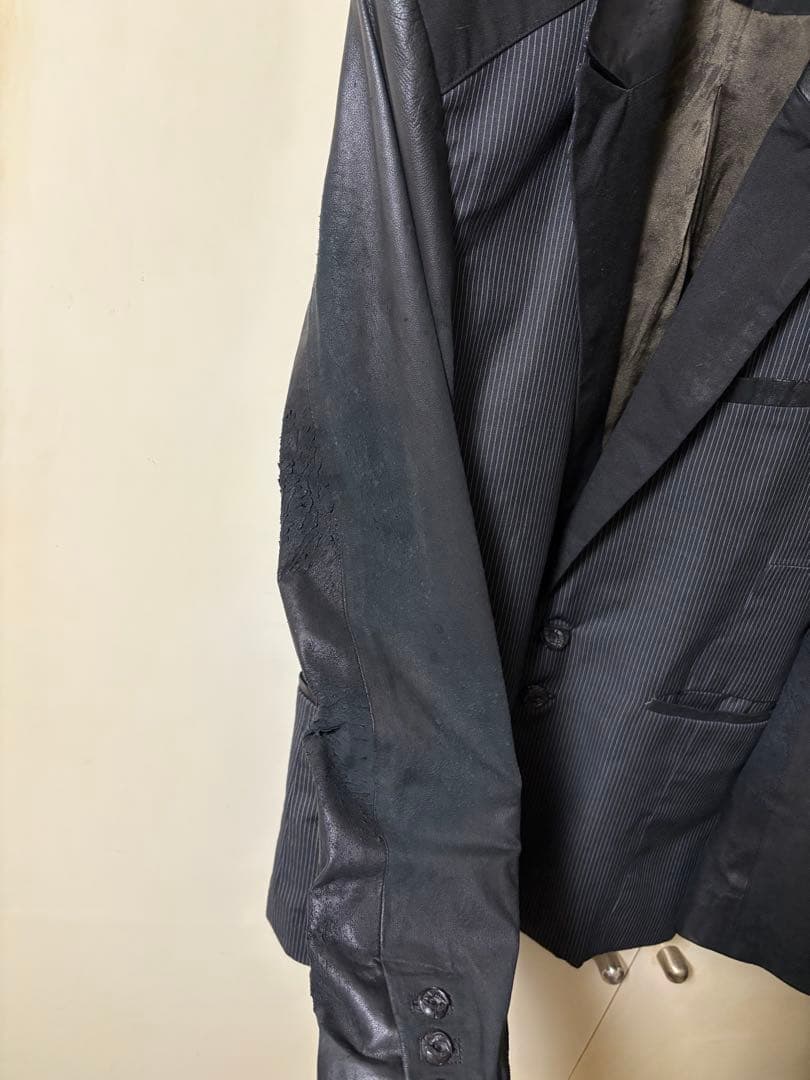 14thaddiction レザー切り替え　テーラードジャケット