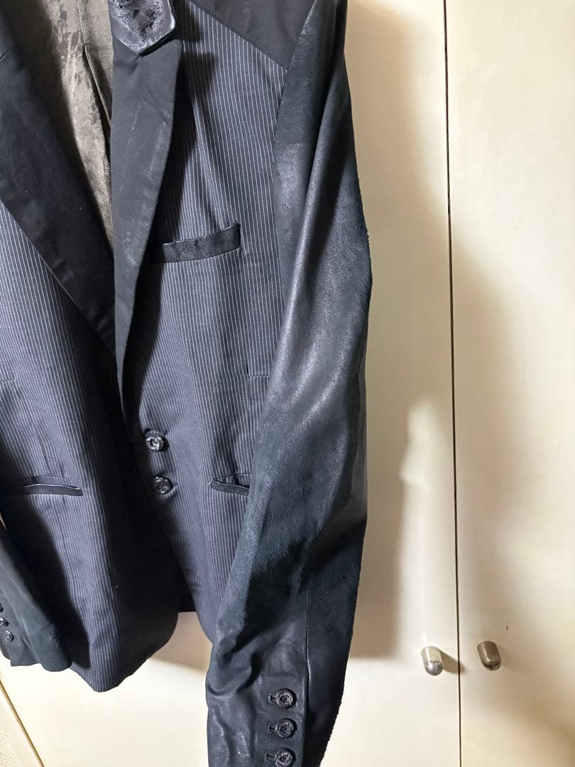 14thaddiction レザー切り替え　テーラードジャケット