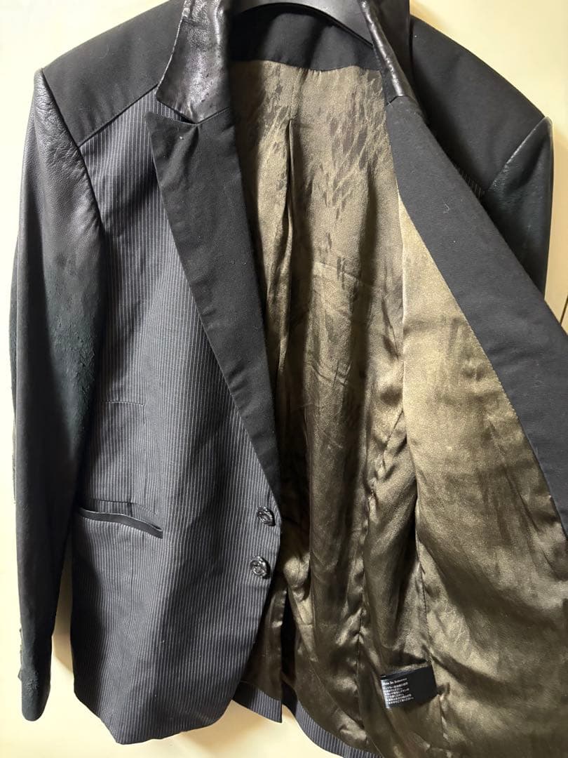 14thaddiction レザー切り替え　テーラードジャケット