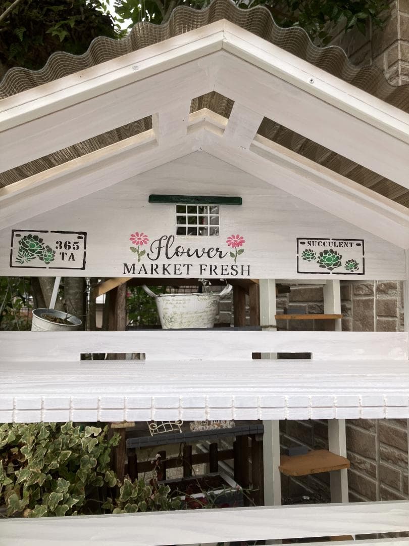 No16 handmade三角屋根、植物棚幅 ワイド white仕上げ3段