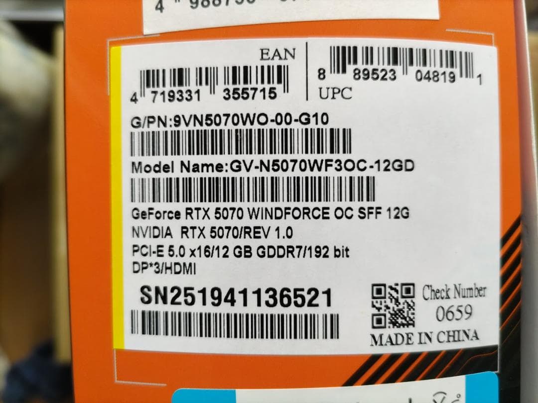 咚*ん様 GIGABYTE GEFORCE RTX 5070（最終）
