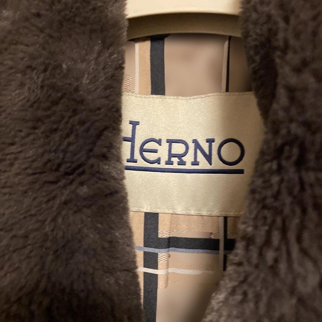 チーポー　超美品　Herno ダークブラウン ファーコート　40