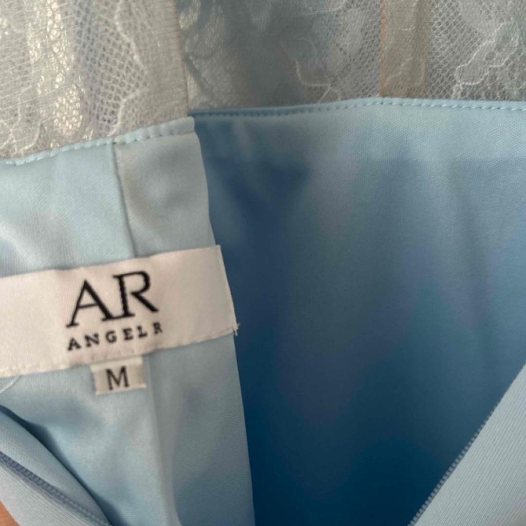 Angel R ビジューレース ミニドレス Mサイズ サックスブルー