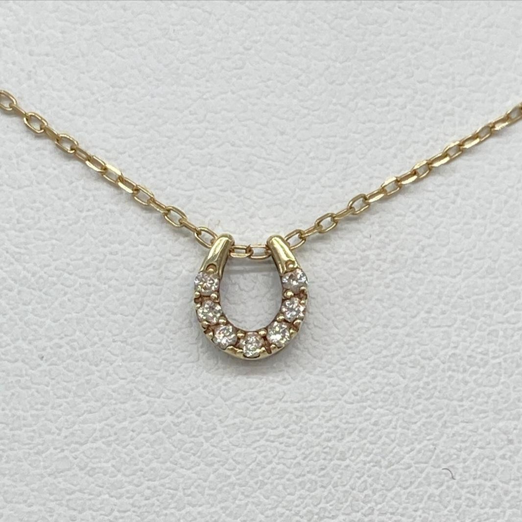 K10馬蹄リバーシブルネックレス ダイヤ0.07ct アミュレット
