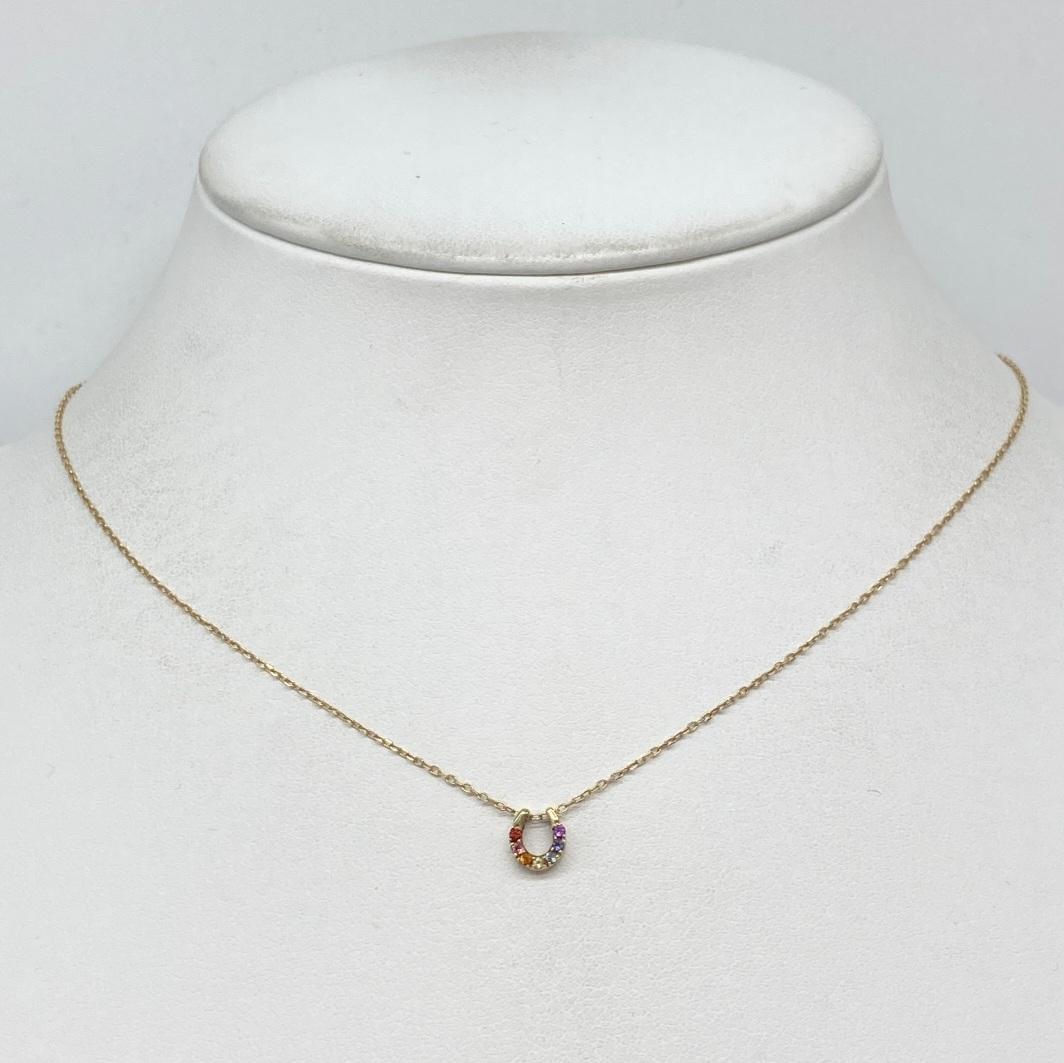 K10馬蹄リバーシブルネックレス ダイヤ0.07ct アミュレット