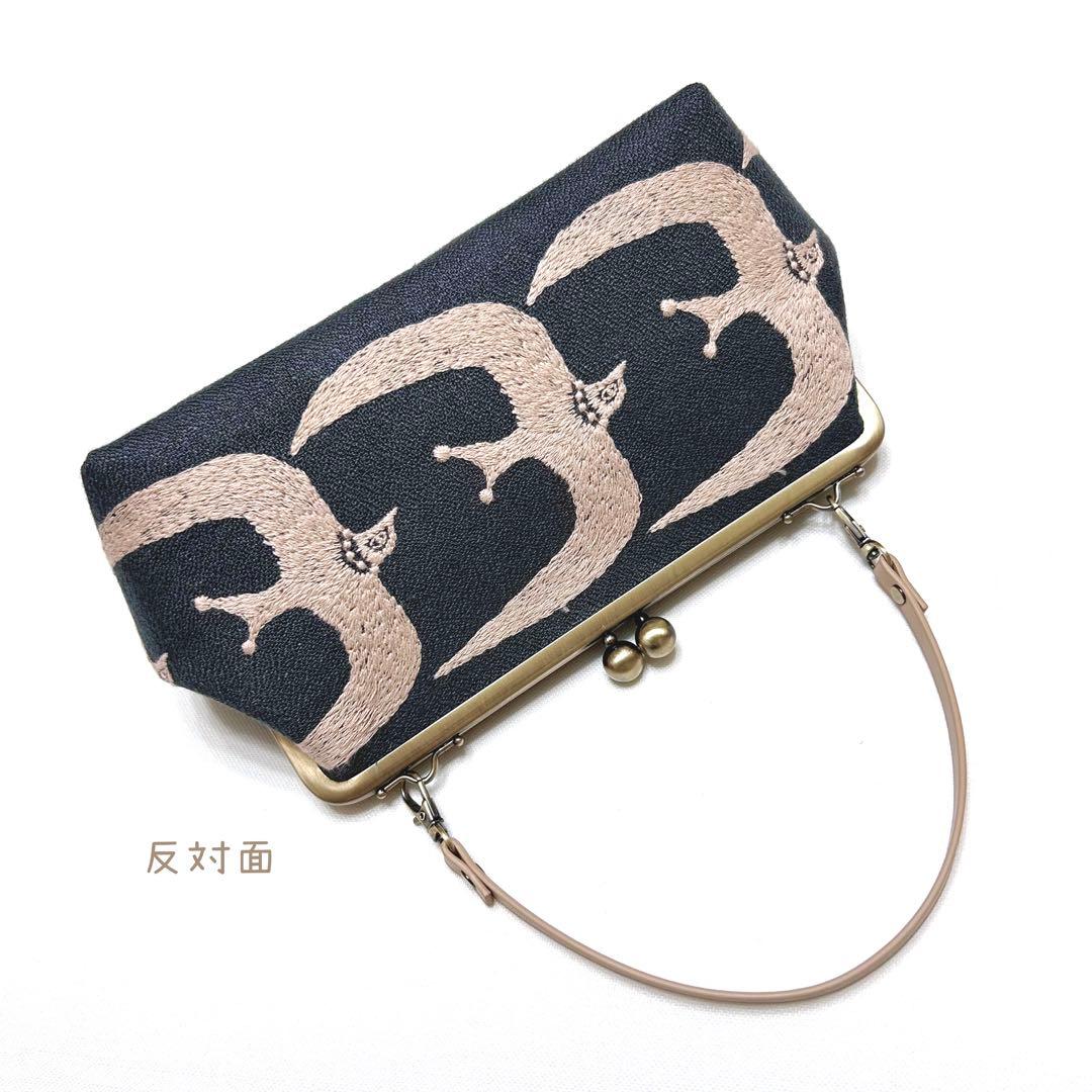 ミナペルホネン　ハンドメイド　がま口　go! バッグ マチ広め　短ストラップ付