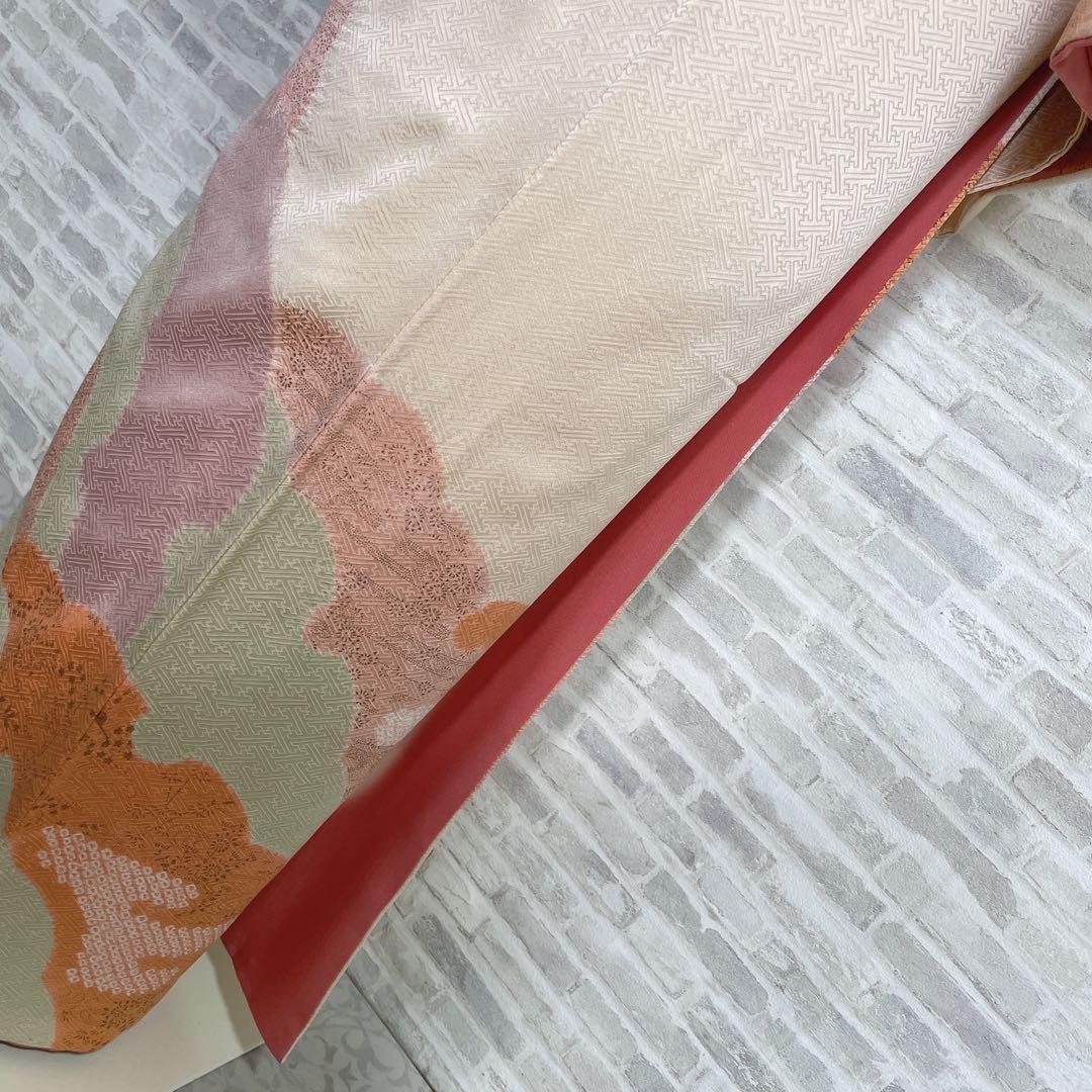 訪問着　フルセット　橘　手刺繍　鹿の子絞り　紗綾形地紋　入学式　卒業式　Q5