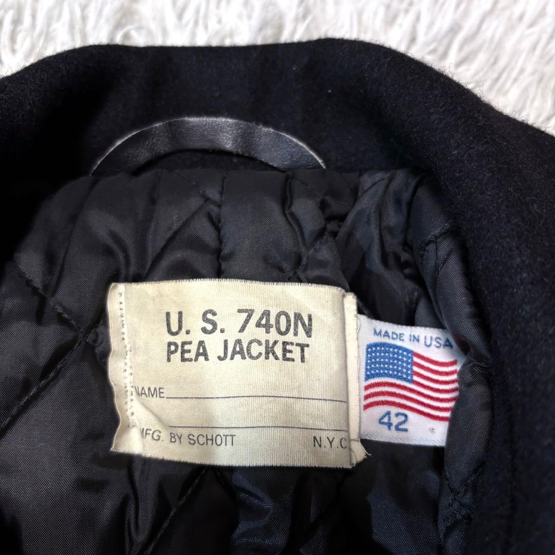 【美品】schott 740n ピーコート ブラック 大きいサイズ 42