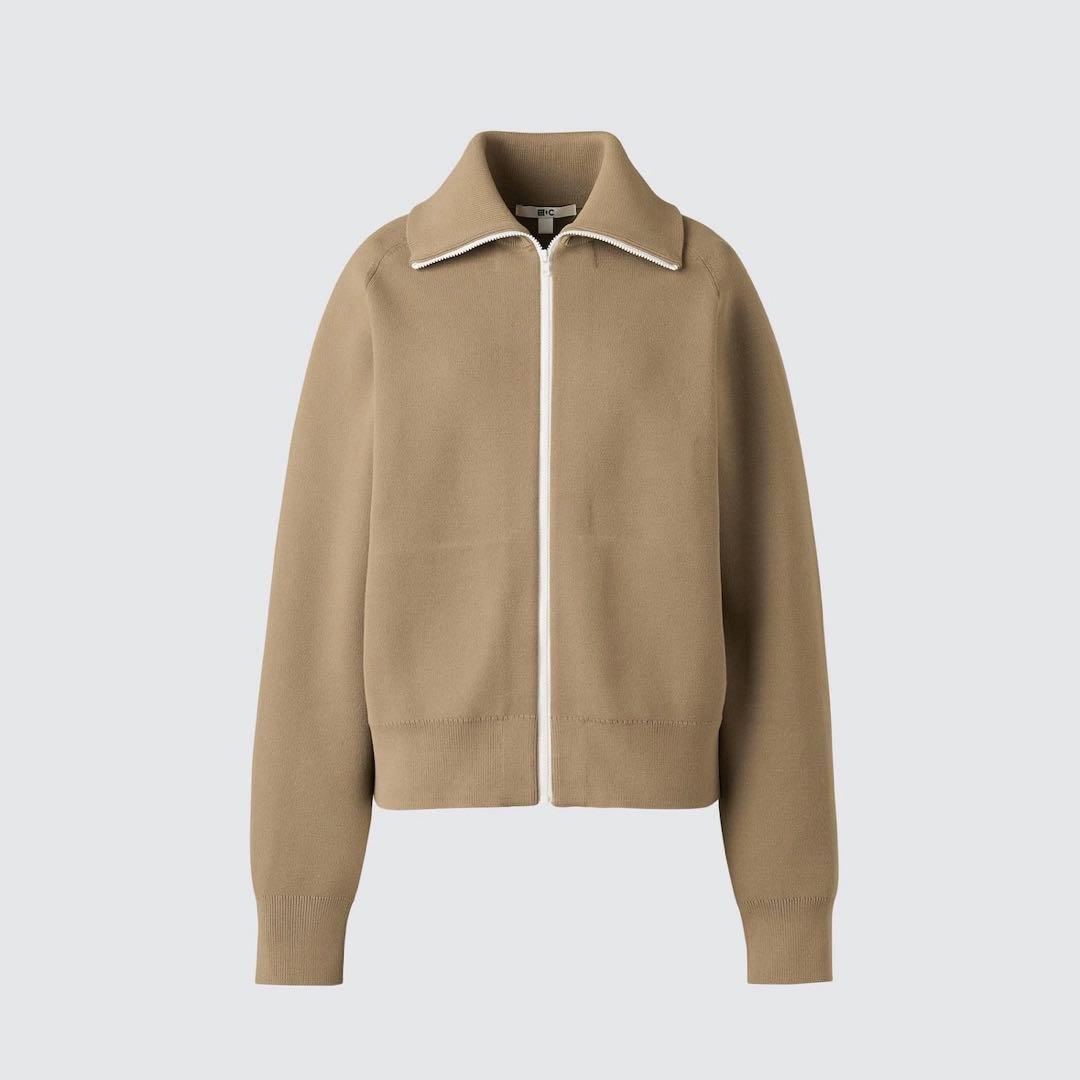 ユニクロC ミラノリブフルジップカーディガン M 新品タグ付き RED