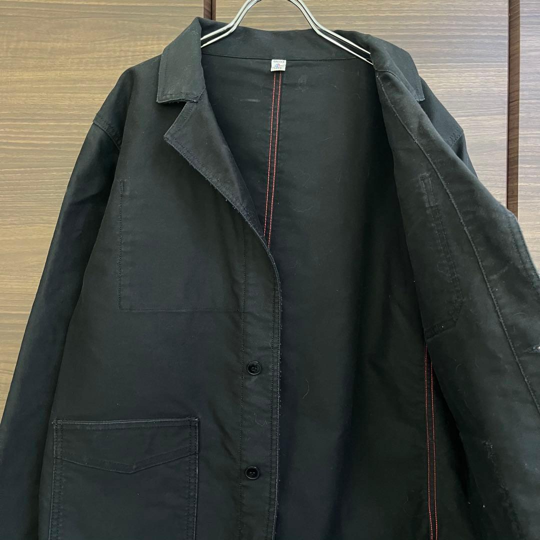 ル トラヴァイユール ガリス モールスキン フレンチワークジャケット 黒 L相当