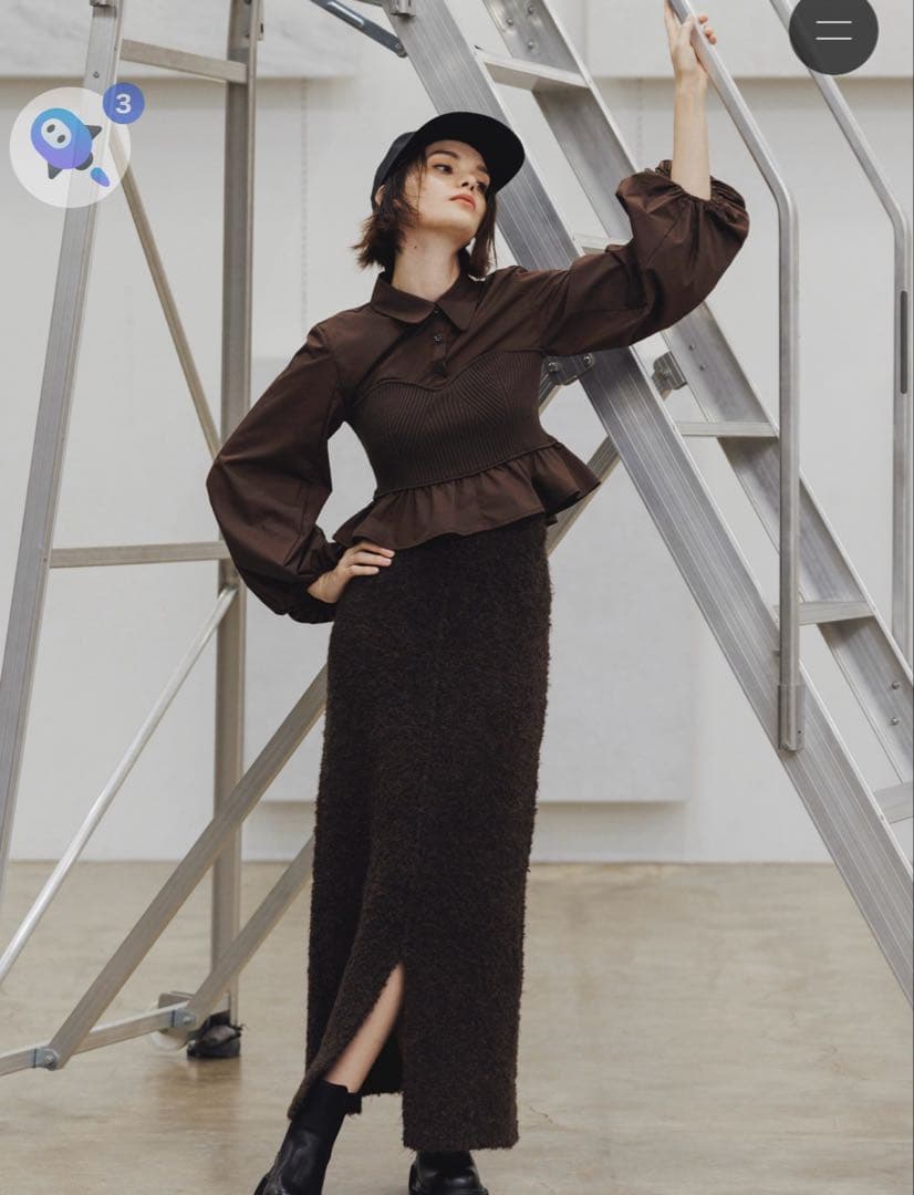 トップス willfully knit bustier docking peplum BL