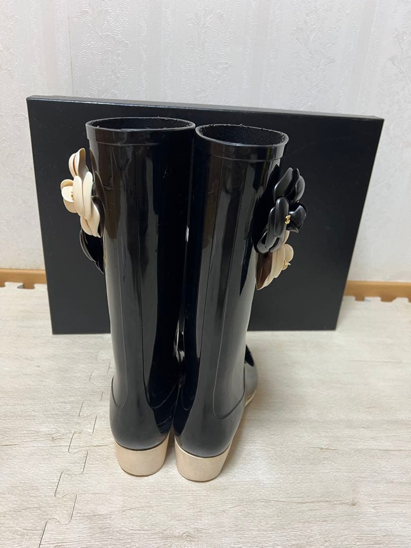 CHANEL シャネル ココマーク カメリア レインブーツ 長靴　訳あり