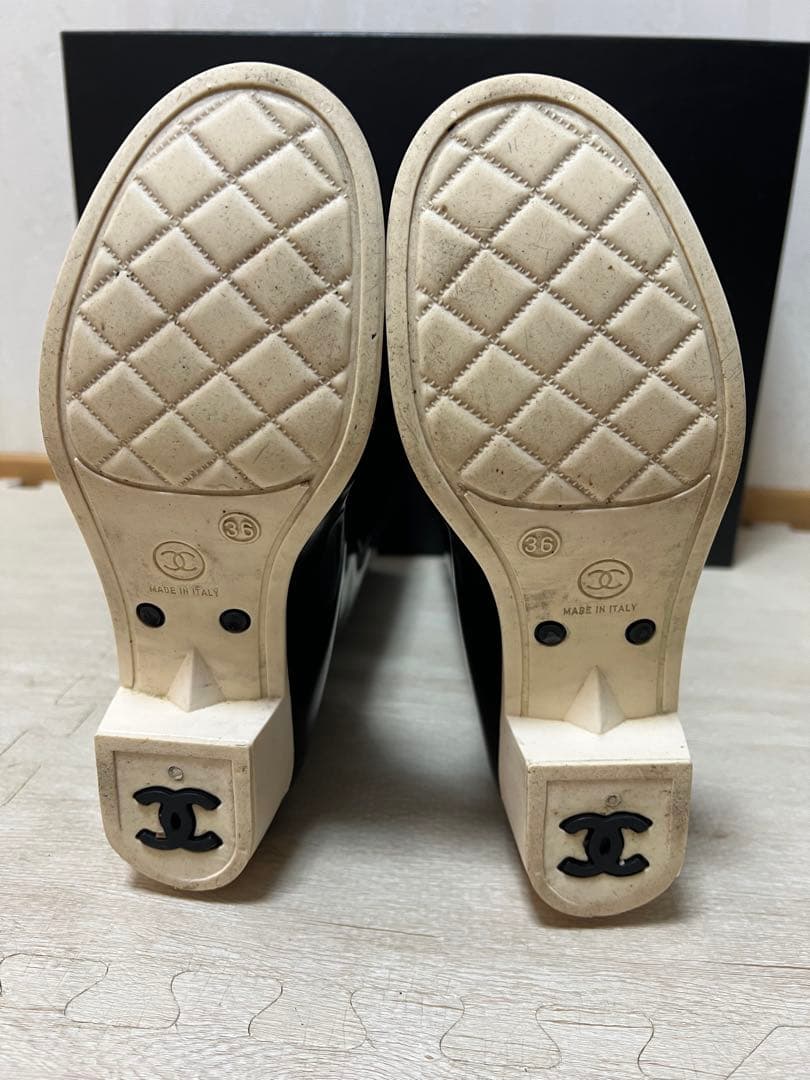 CHANEL シャネル ココマーク カメリア レインブーツ 長靴　訳あり