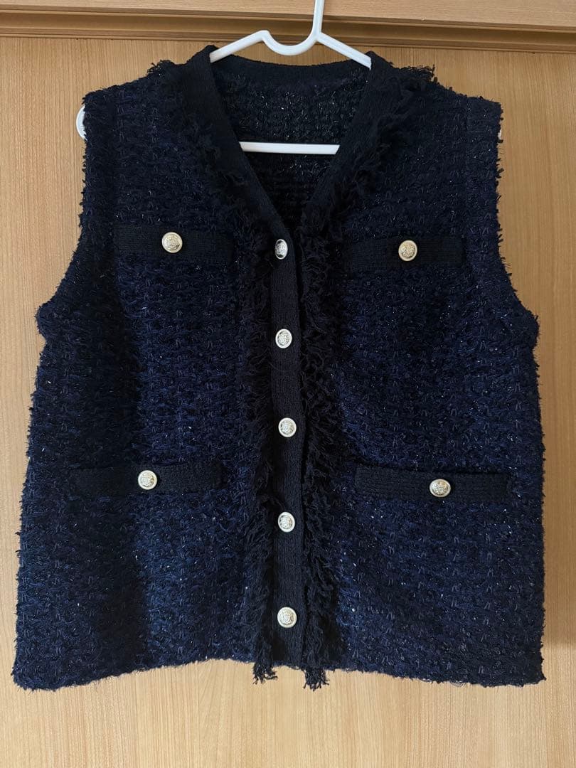 lounie ツイード調ニットジレ