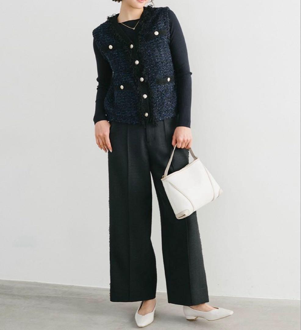 lounie ツイード調ニットジレ