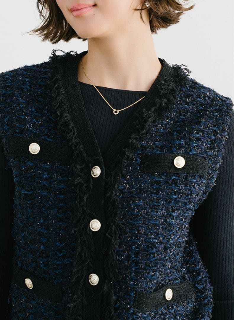lounie ツイード調ニットジレ
