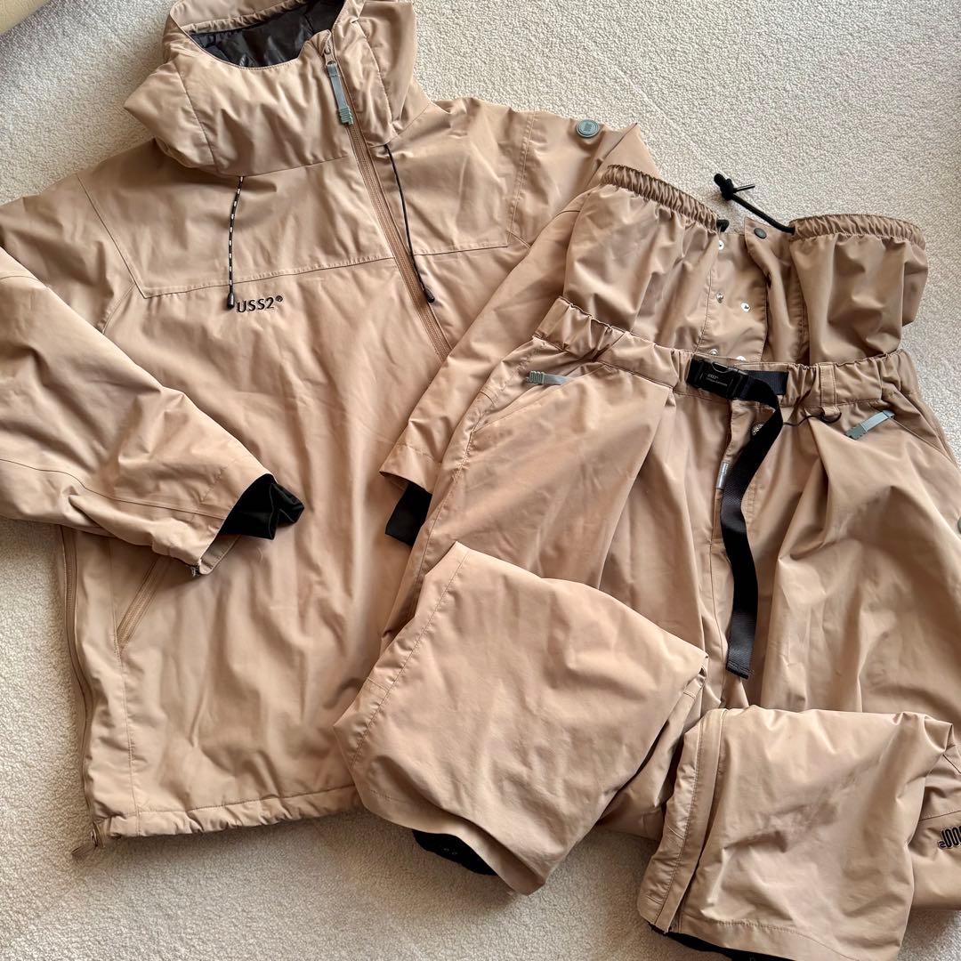 USS2 オストゥー★スノーボードウェア上下セット M ベージュ韓国