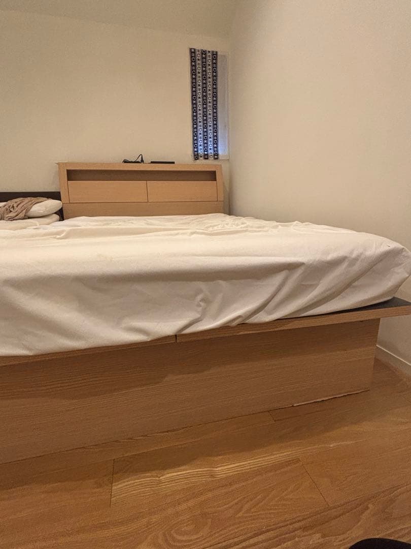 ニトリ／ダブルベッドフレーム(OPグランCヨコ 深型/NA)＋ダブルマットレス