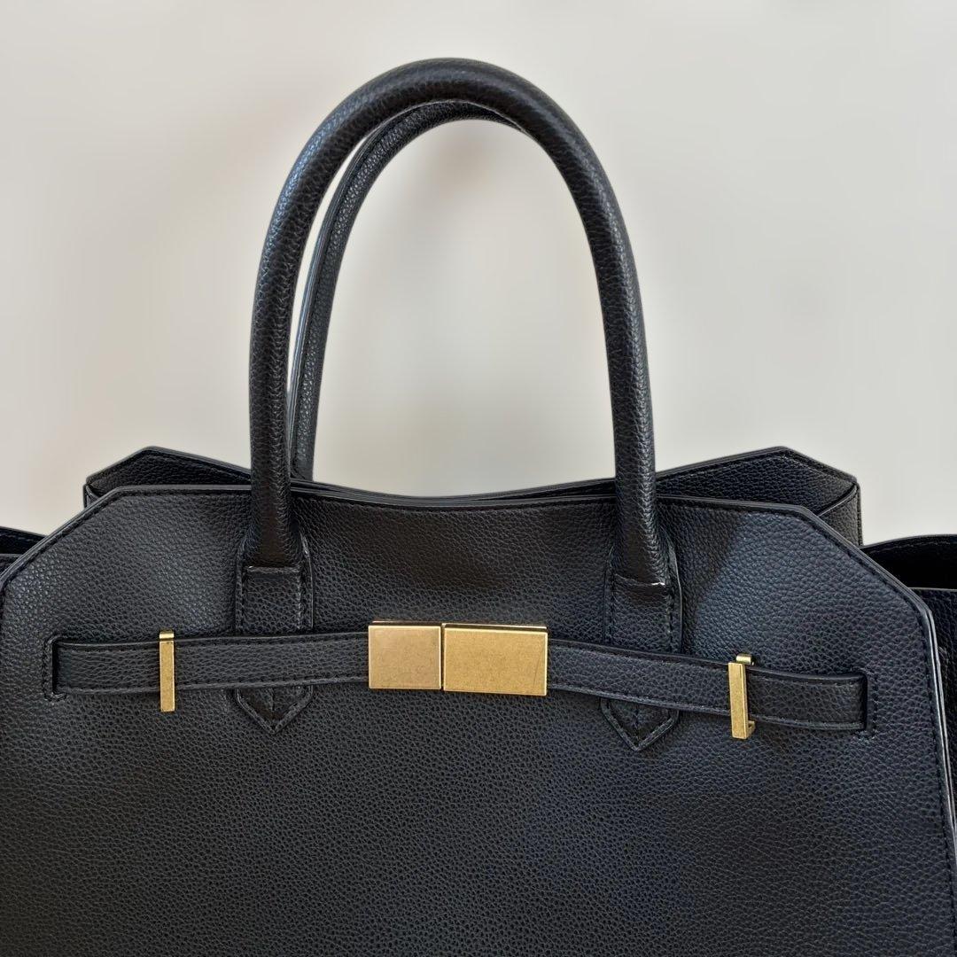 【未使用品】Mila Owenミラオーウェン ベルト付きラージハンドバッグ　黒