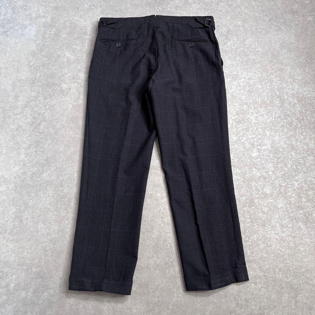 ラルフローレンパープルレーベル ベルトレススラックスパンツ グレーチェック 32