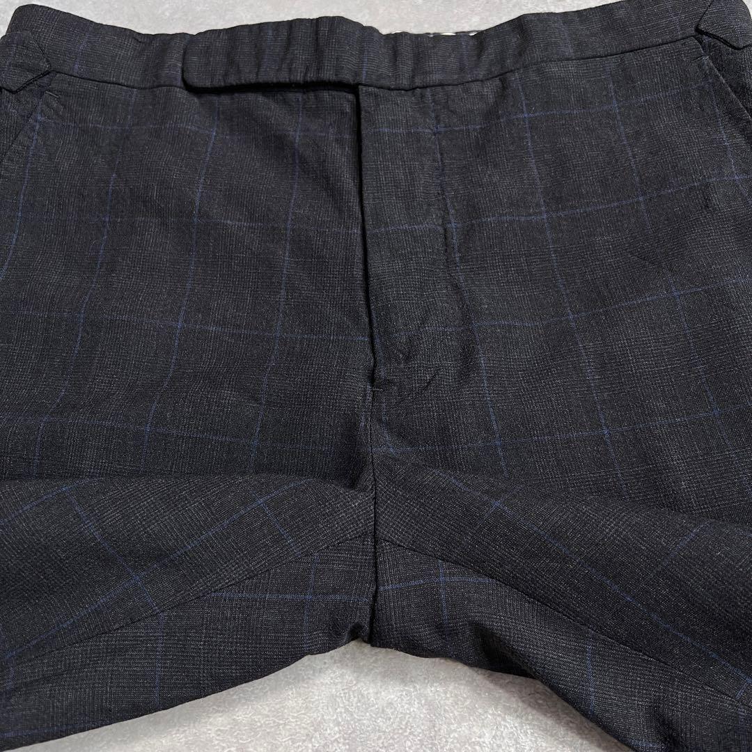 ラルフローレンパープルレーベル ベルトレススラックスパンツ グレーチェック 32