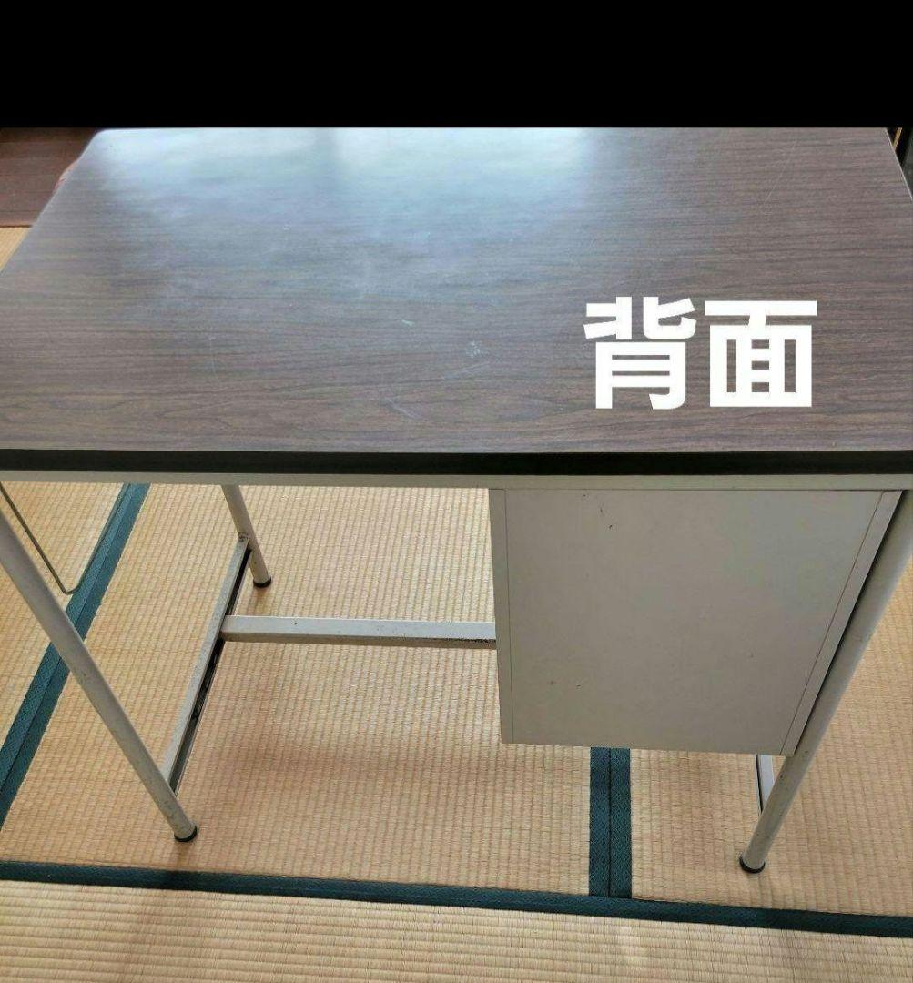 勉強机 昭和レトロ 鉄製 スチール机 片袖