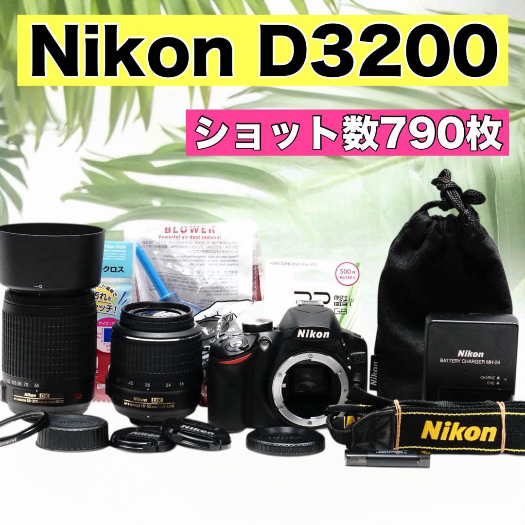 新品級 Nikon D3200 スマホ転送 ダブルズーム レンズセット 入門機