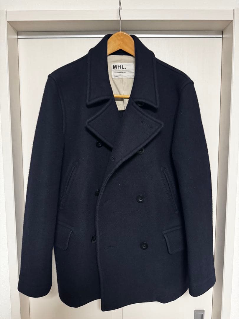 MHL. ネイビー ウール ピーコート