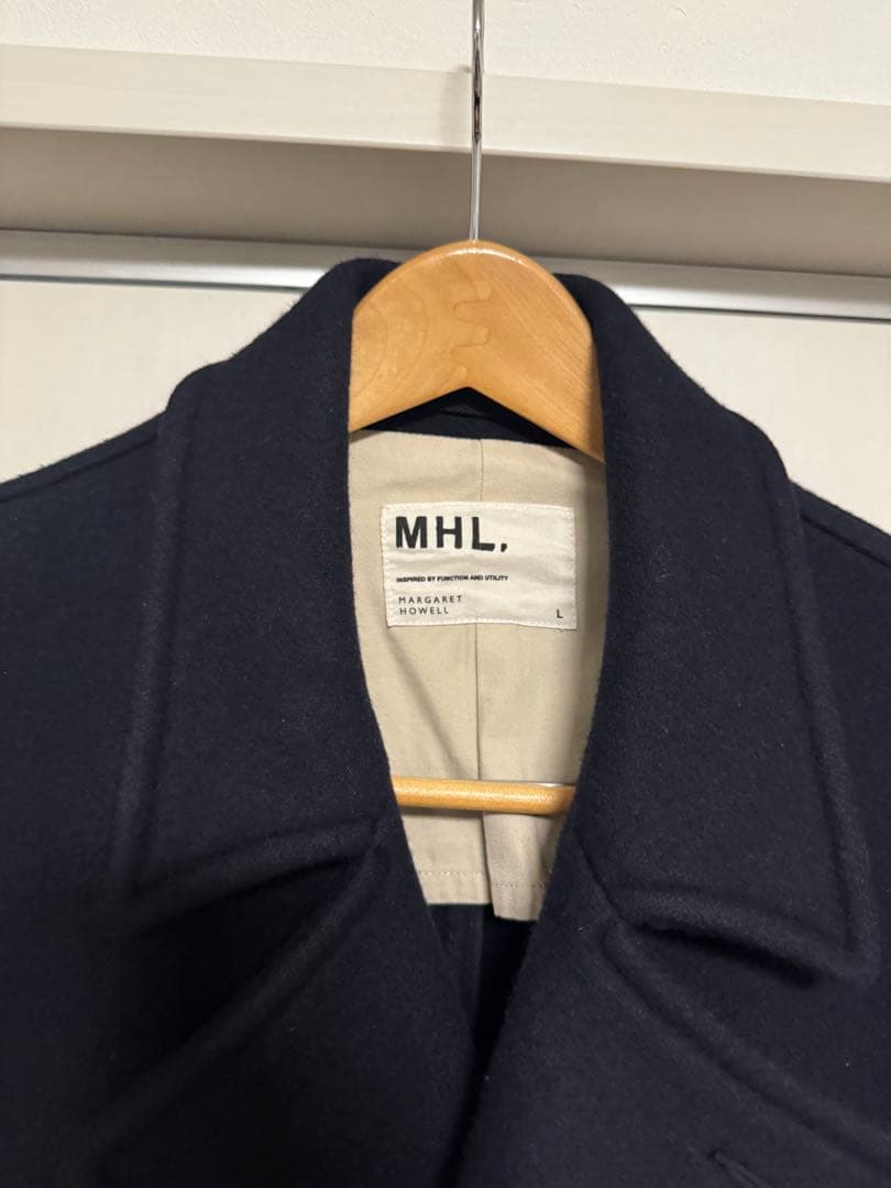 MHL. ネイビー ウール ピーコート