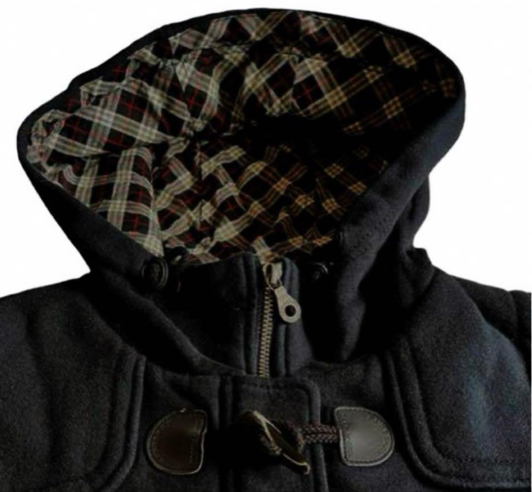 バーバリーブルーレーベル　黒　ダッフル　パーカー　綿　スウェット　ノバチェック