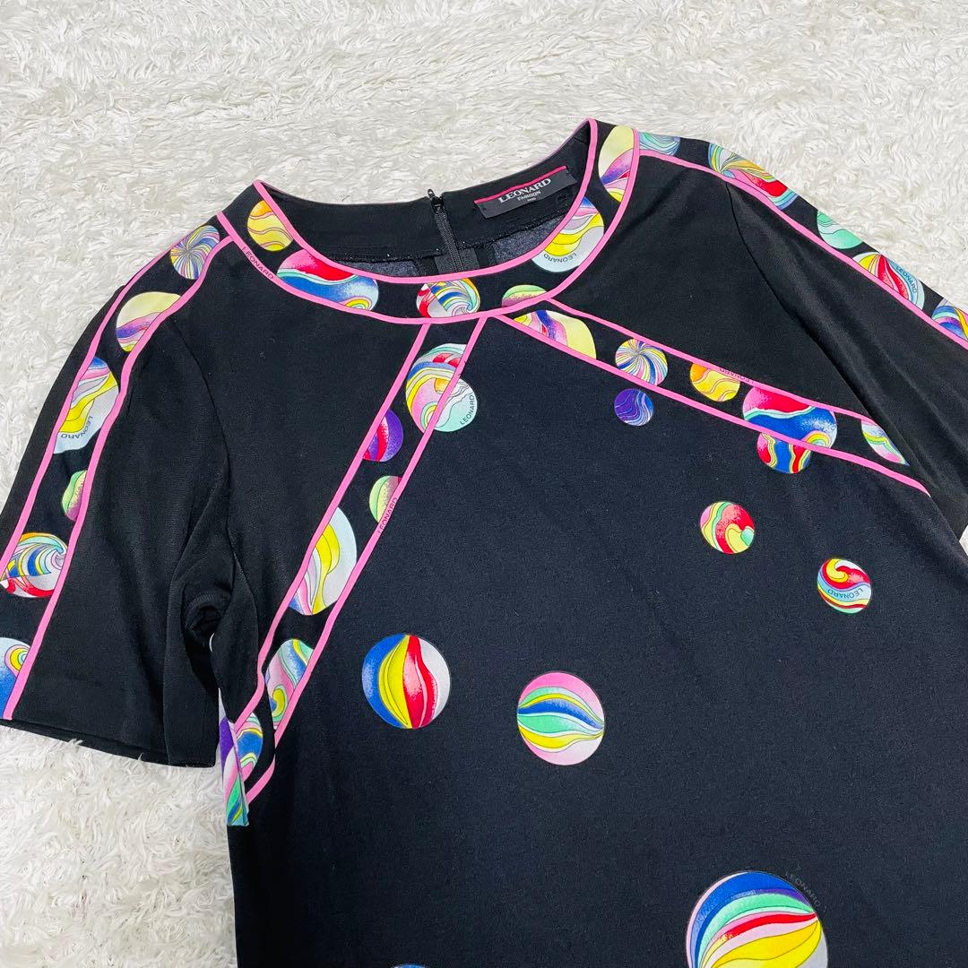 希少LLサイズ✨大きいサイズ◆美品✨レオナール カンカン　アンサンブル　ビー玉