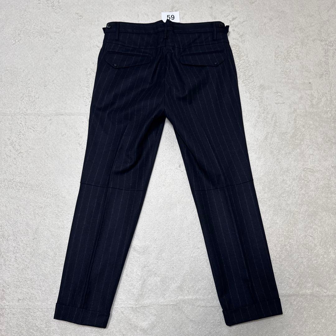 59 極美品　ナノユニバース　ダブル　スーツ　日本製　ストライプ　46 M