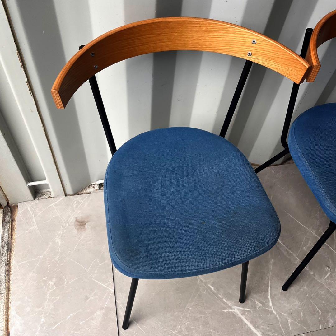 取付無料！イデー フェレチェア 北欧モダン風ブルーダイニングチェア2脚✨