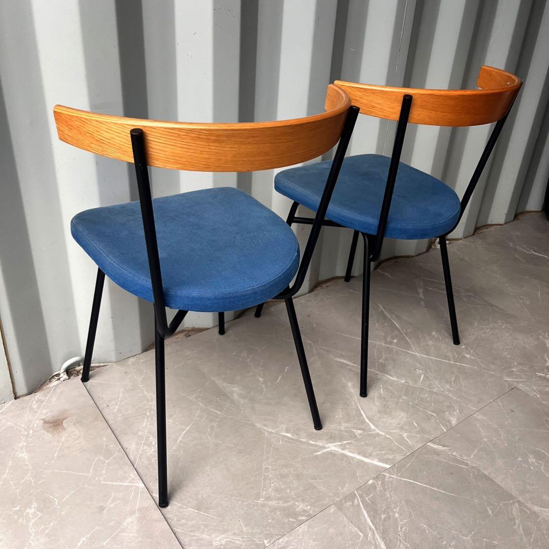 取付無料！イデー フェレチェア 北欧モダン風ブルーダイニングチェア2脚✨