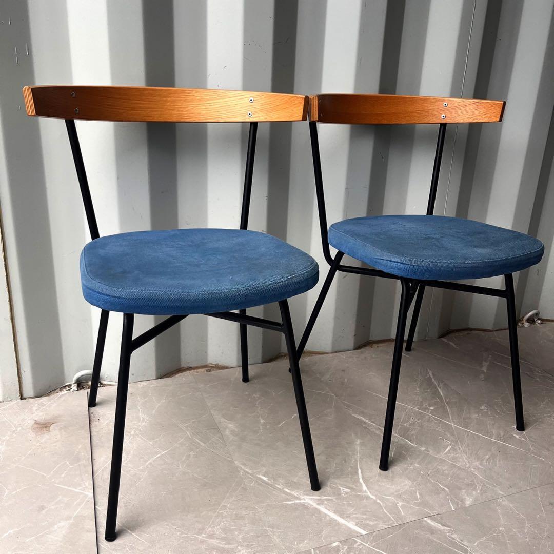 取付無料！イデー フェレチェア 北欧モダン風ブルーダイニングチェア2脚✨