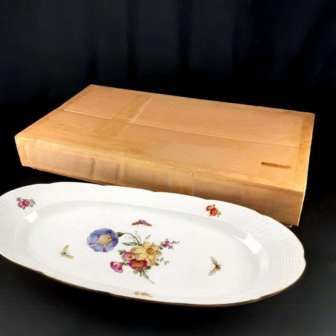 1905年 KPM ベルリン 手描き フィッシュプラター 51×24㎝　ma