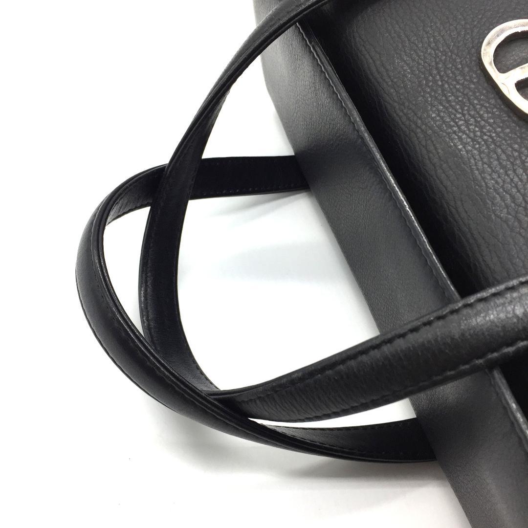 クリスチャンディオール ハンドバッグ CDロゴ ブラック 黒色 レザー 本革