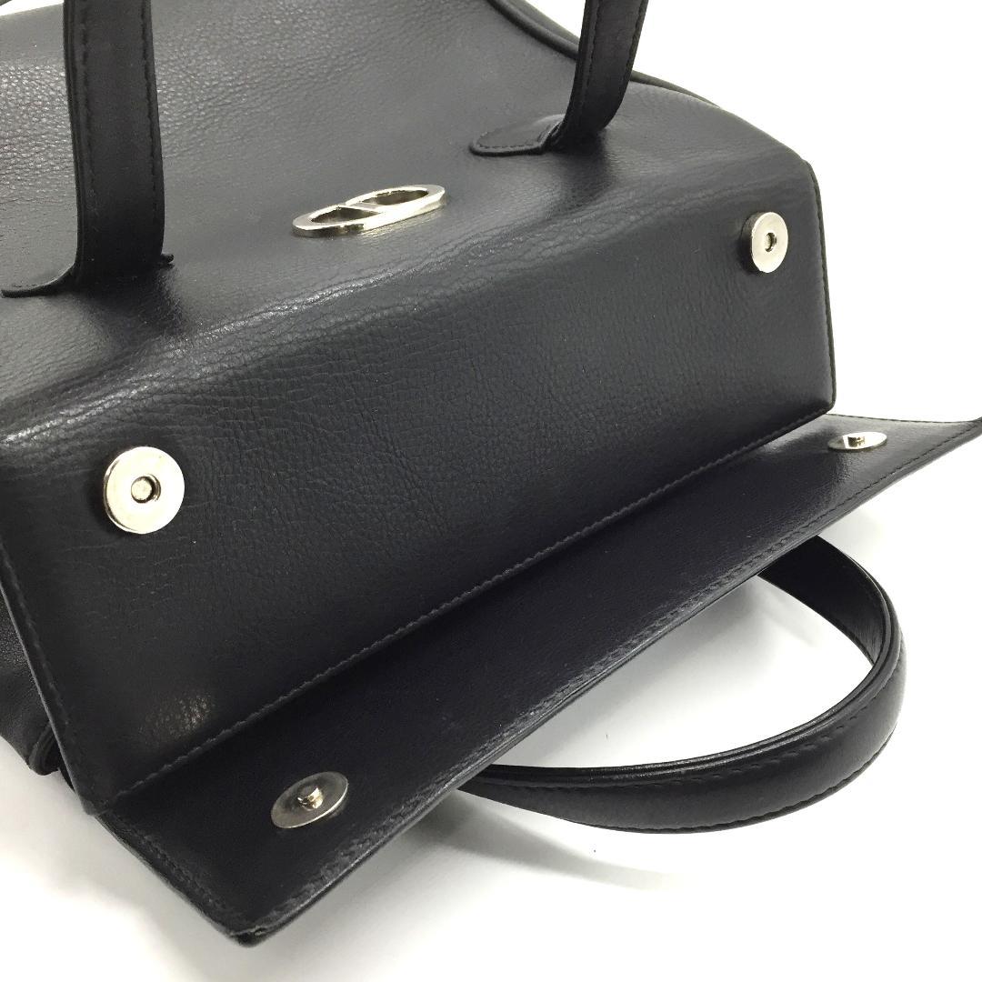 クリスチャンディオール ハンドバッグ CDロゴ ブラック 黒色 レザー 本革
