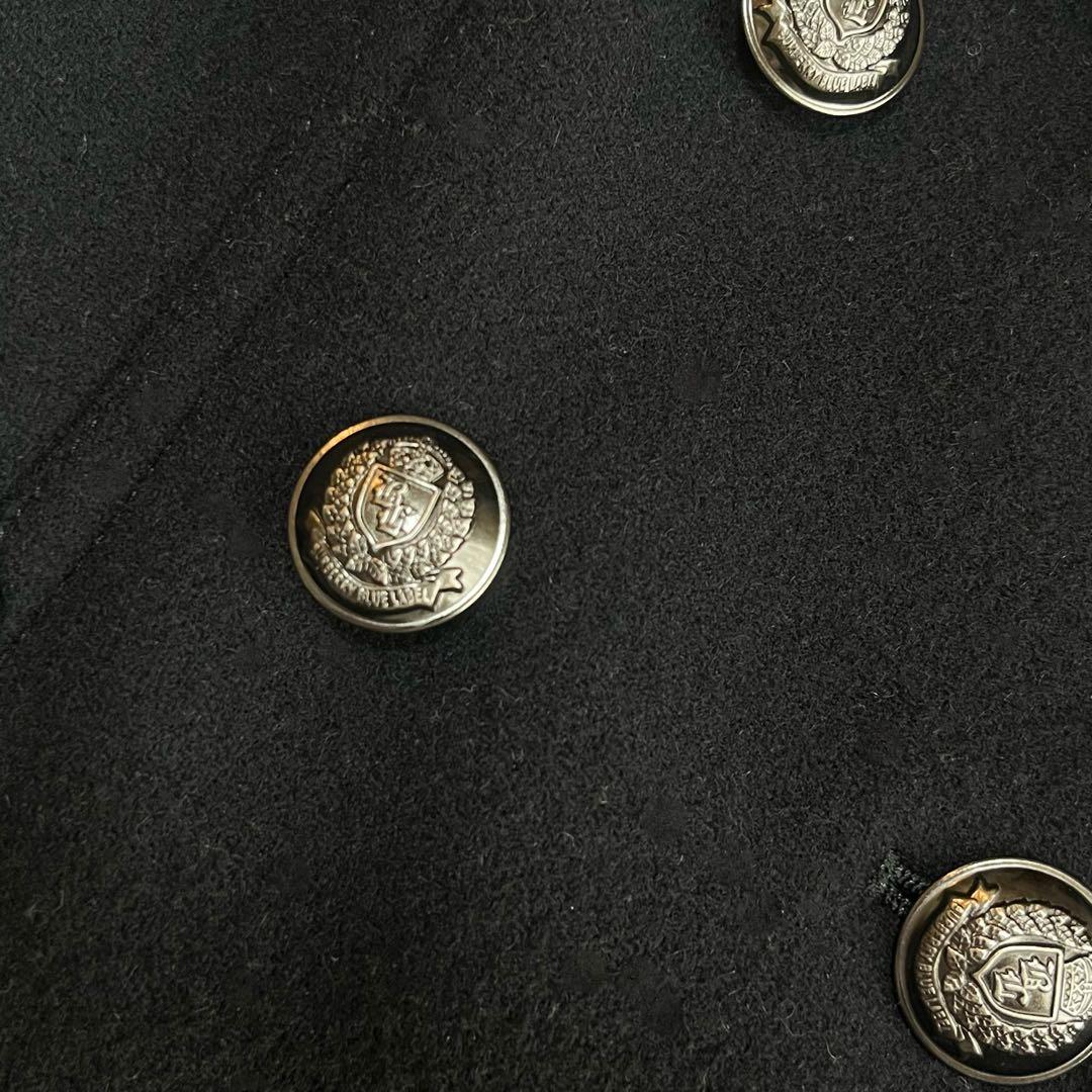 パーバリーブルーレーベル ピーコート ナポレオン ノバチェック 銀ボタン 黒