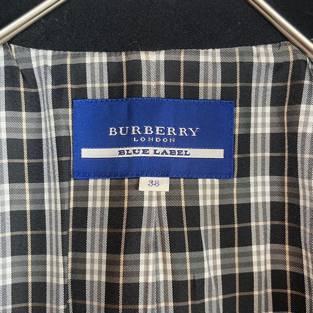 パーバリーブルーレーベル ピーコート ナポレオン ノバチェック 銀ボタン 黒