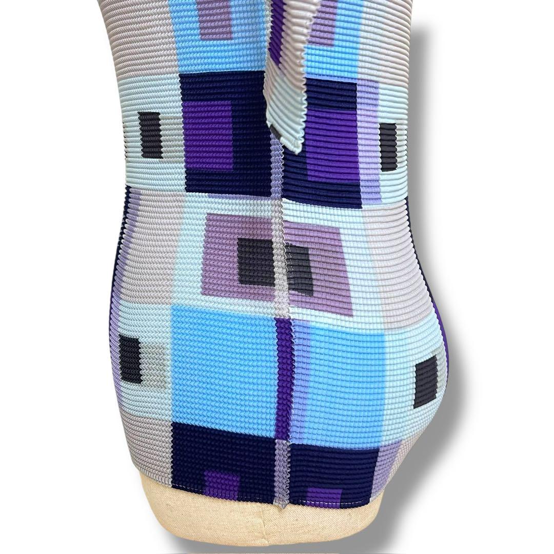 ISSEY MIYAKE ME 幾何学模様 ハイネック半袖 ワッフルプリーツ F